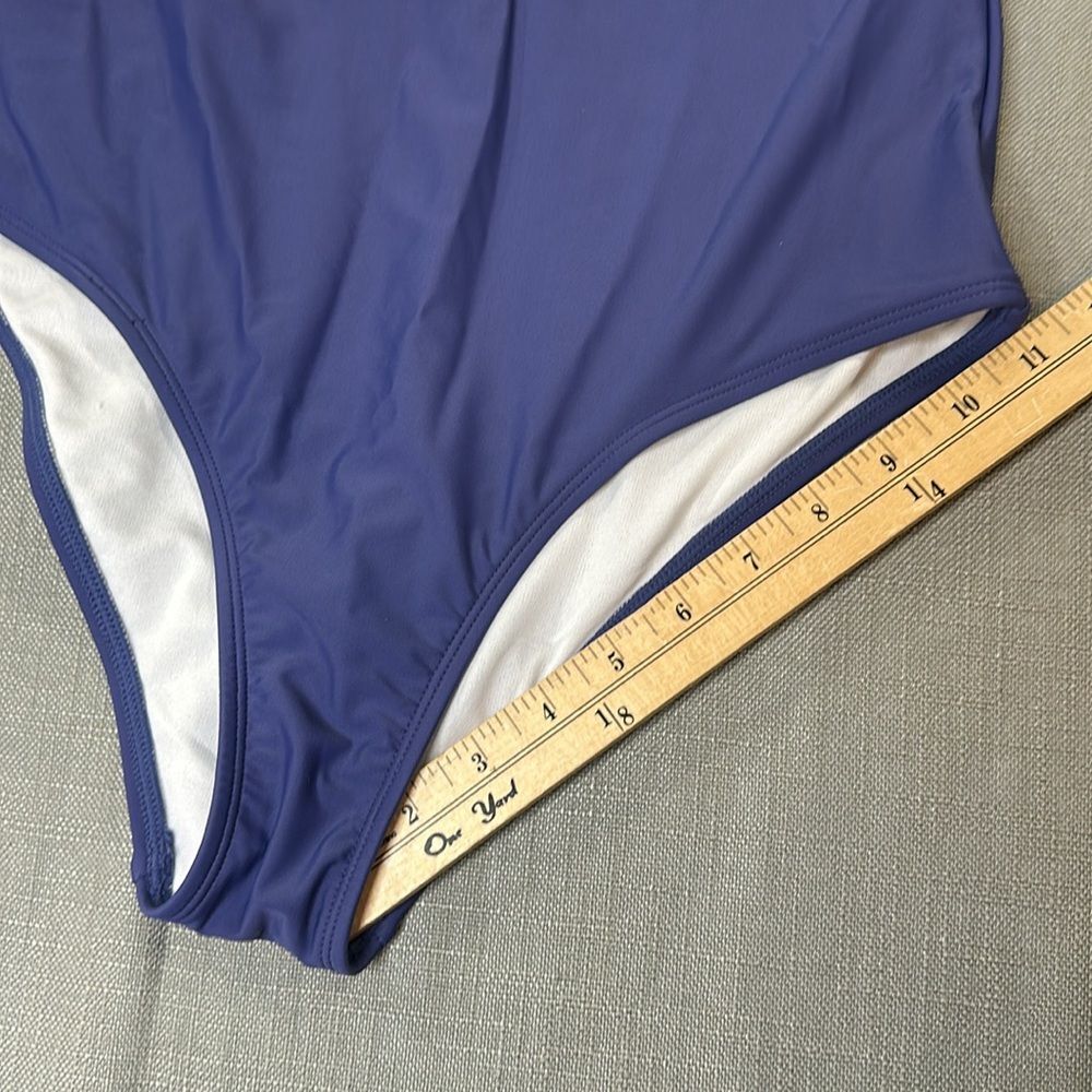 Cupshe Swimsuit Wm Medium Blue White Purple Stripe One Shoulder One Piece - Picture 12 of 14
